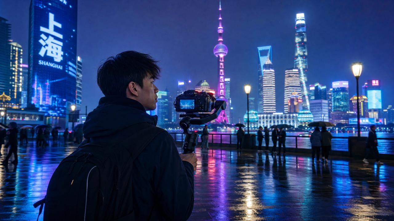 高清视频-高清视频生活传媒：夜上海魅力·城市夜景Vlog传媒分享